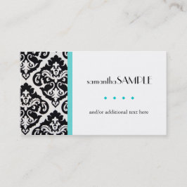 Carte De Visite Bleu noir et blanc de damassé