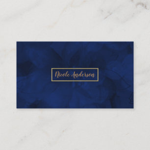 Carte De Visite Bleu Or Aquarelle Floral Glamour Élégant Moderne