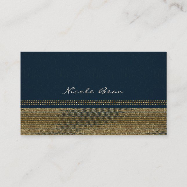 Carte De Visite Bleu & Or Chic Sparkling Glam Elegant Personnalisé (Devant)