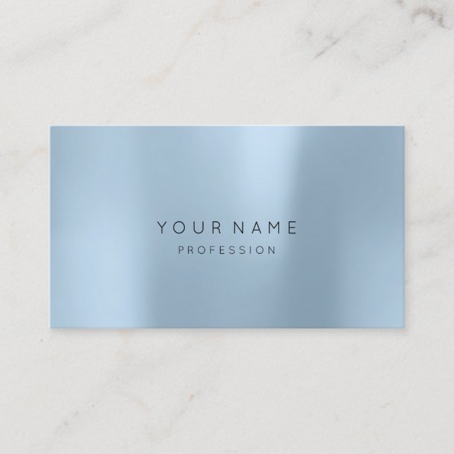 Carte De Visite Bleu Pastel Abstrait Minimal Silk Metallic (Devant)