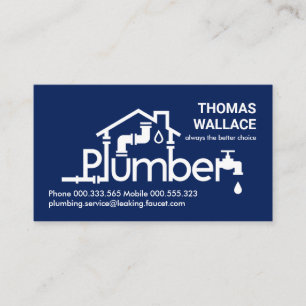 Carte De Visite Bleu Plumber Home Pieux