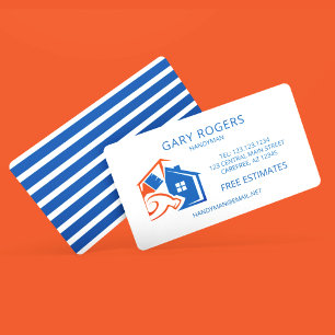 Carte de visite bleu pour réparateur à domicile