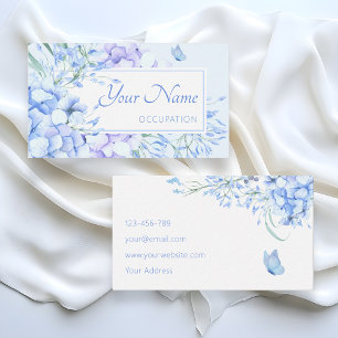 Carte De Visite Bleu pourpre fleuri élégant