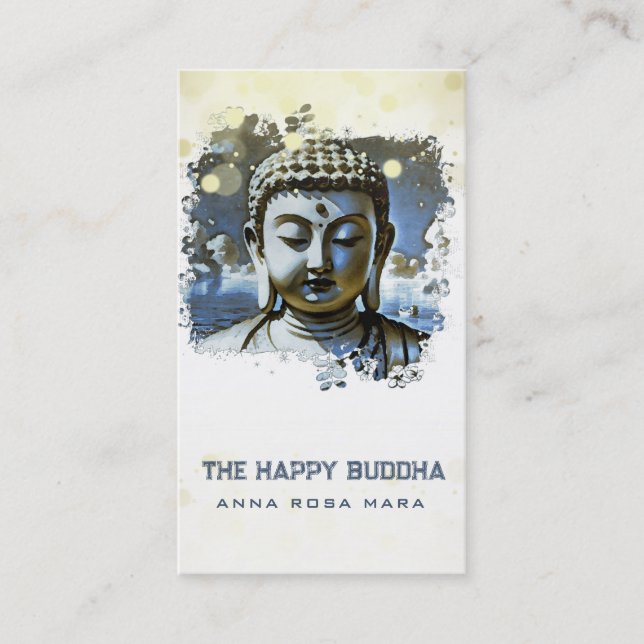 Carte De Visite *~* Bleu QR Bouddha Artsy AP33 QR Logo (Devant)