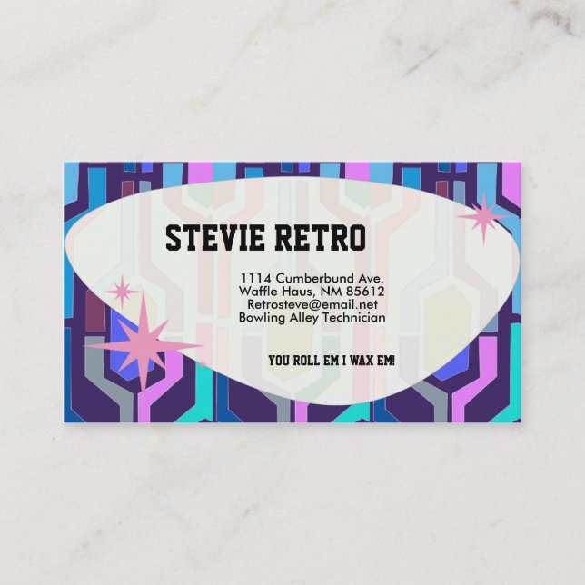 Carte De Visite Bleu rétro Swanky (Devant)