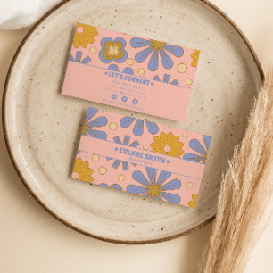 Carte De Visite Bleu rose Super Floral Boho Fille tendance