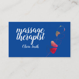 Carte De Visite Bleu rouge élégante verdure rustique stylisé fémin