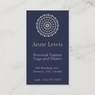 Carte de visite bleu simple avec design Mandala