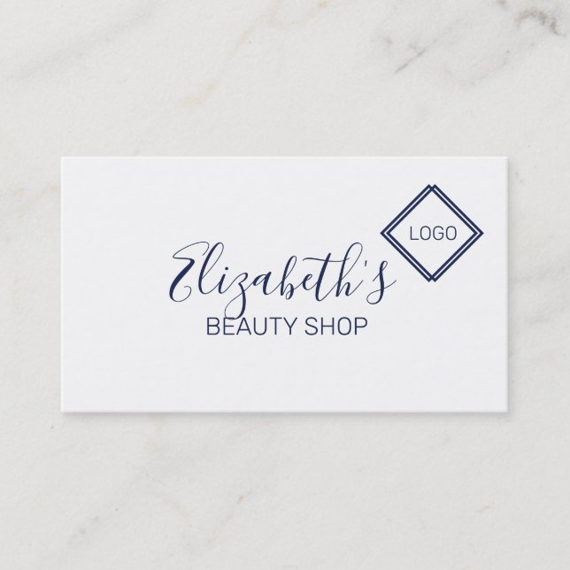 Carte De Visite Bleu Simple Et Blanc (Devant)