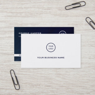Carte De Visite Bleu Simple Et Blanc