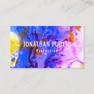 Carte De Visite Bleu tendance violet jaune moderne Abstrait élégan