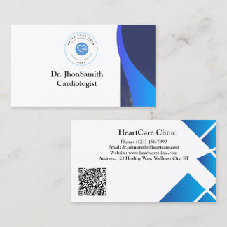 Carte De Visite Bleu thème Customisé Logo QR Doctor