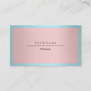 Carte De Visite Bleu Tiffany Ocean Frame Minimal rose métallique