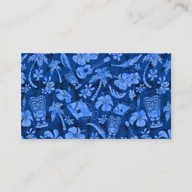 Carte De Visite Bleu tonal de batik hawaïen de plage de Mahapuu (Devant)