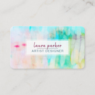 Carte De Visite Bleu turquoise Abstrait Aquarelle moderne Peinture