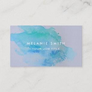 Carte De Visite Bleu turquoise moderne d'éclaboussure d'aquarelle