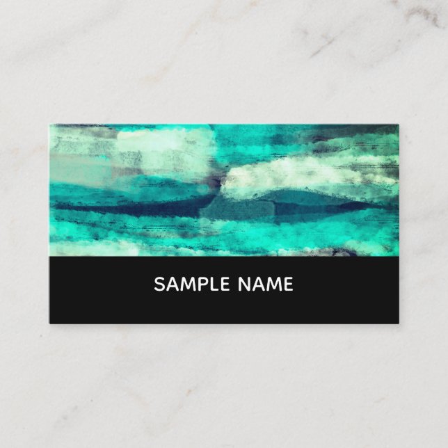 Carte De Visite bleu turquoise trait de peinture abstrait artistiq (Devant)