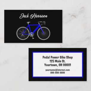 Carte De Visite Bleu Vélo sur Noir