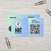Bleu Vert Services de nettoyage mixte Code QR
