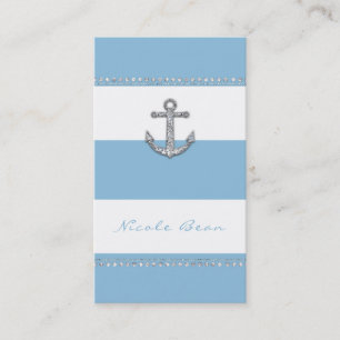Carte De Visite Bleuet et Rayures Blanches en Diamant Ancre