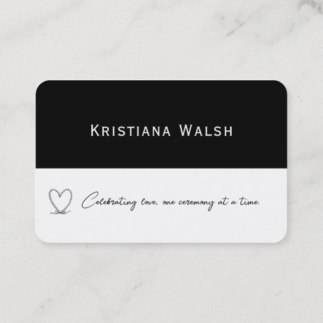 Carte De Visite Bloc célébrant le mariage noir et blanc (Dos)