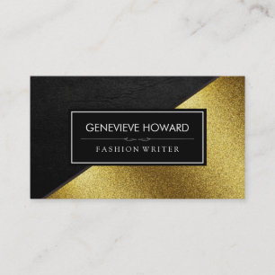 Carte De Visite Bloc de couleur géométrique Chic Faux Gold et Cuir