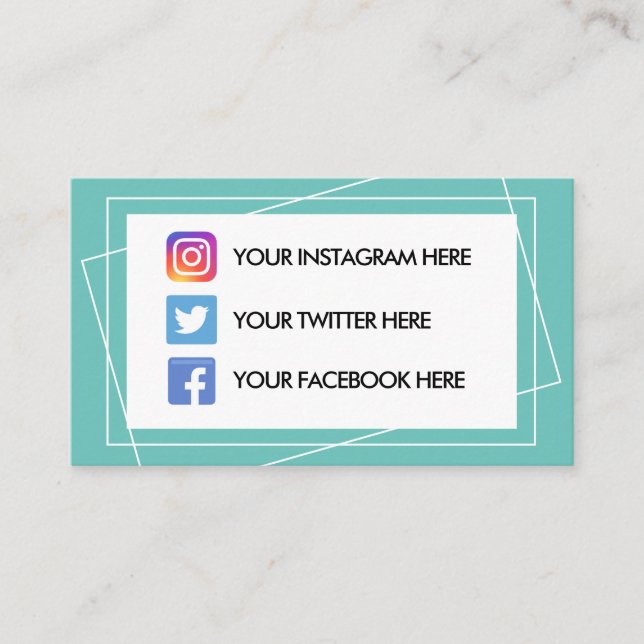 Carte De Visite Bloc de couleurs géométrique Médias sociaux (Devant)
