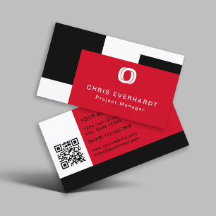 Carte De Visite Blocage de couleur moderne simple rouge blanc et n