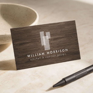 Carte De Visite Blocs Architecturaux Modernes Logo II sur Bois Fon