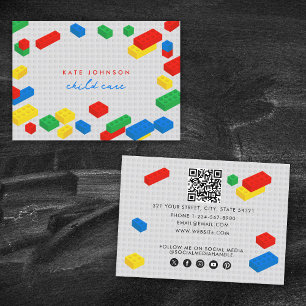 Carte De Visite Blocs colorés de construction garderie Code QR