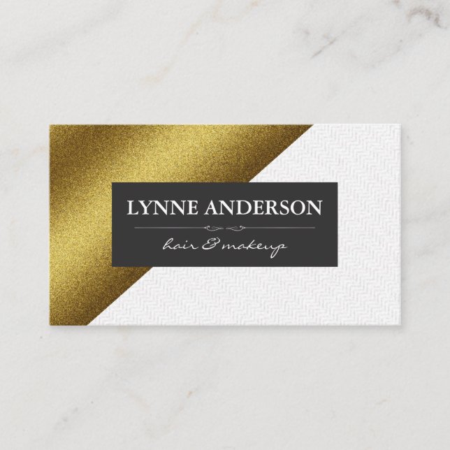 Carte De Visite Blocs de couleurs massives géométriques en cuir or (Devant)