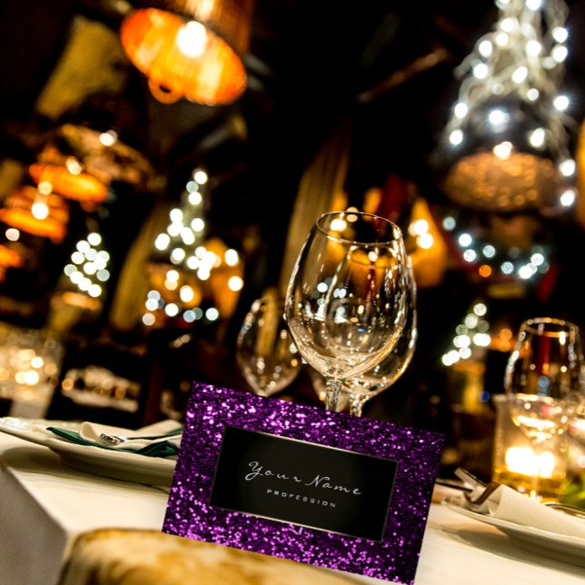 Carte De Visite Blogger de mode Cadre Violet Violet Parties scinti (Fashion Blogger Framed Frame Violet Purple Glitter Business Card)