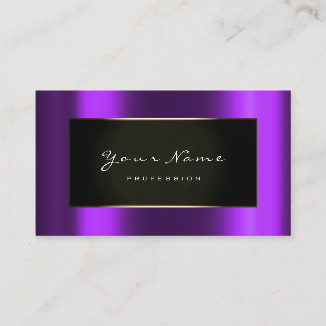 Carte De Visite Blogger de mode encadré Black Gold violet violet v (Devant)