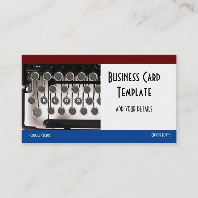 Carte De Visite Blogger De Typewriter (Devant)