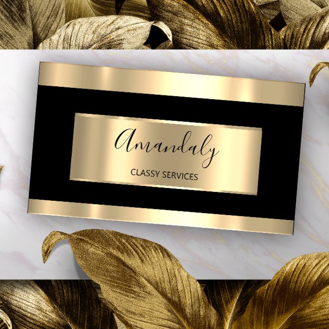 Carte De Visite Blogger professionnel Elegant Black Gold (Professional Elegant Black Gold CONSULTING Blogger Business Card)