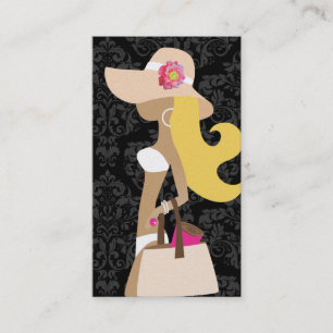 Carte De Visite Blonde florale de Fashionista de rose de bikini de