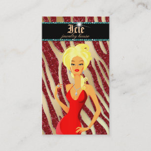 Carte De Visite Blonde rouge d'or d'étincelle de zèbre de diaman