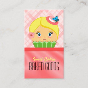 Carte De Visite Blonde Saumon rose mignonne Cupcake boulangerie bo