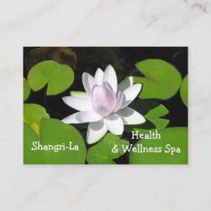 CARTE DE VISITE BLOSSOM/BLANC PERSONNALISABLE/LOTUS AVEC ROSE PALE