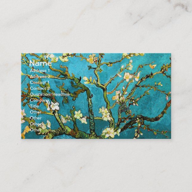 Carte De Visite Blossoming Almond Tree Van Gogh Fine Art (Devant)