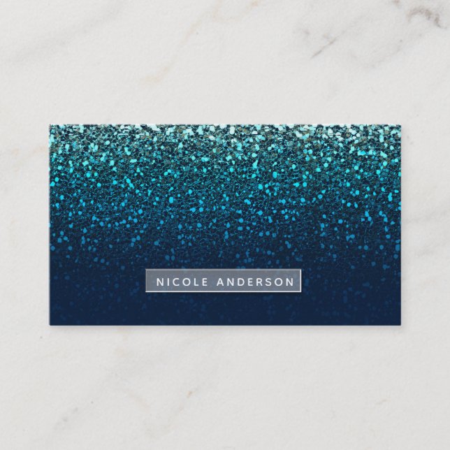 Carte De Visite Blue Aqua Navy Parties scintillant Étincelle Moder (Devant)