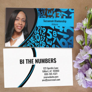 Carte De Visite Blue Black Numéros Photo professionnelle personnal