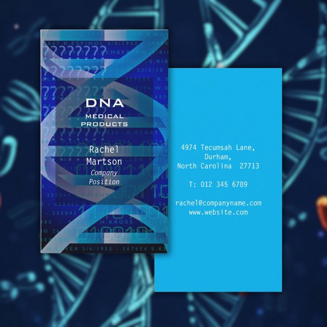 Carte De Visite Blue DNA Médicale Science (Blue DNA Medical Science Modern Business Card)
