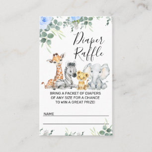 Carte De Visite Blue Eucalyptus Safari Baby shower Déchets Raffle