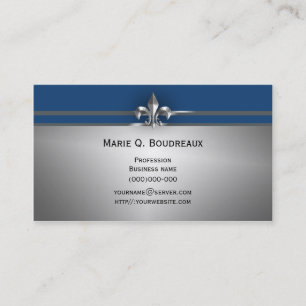 Carte De Visite Blue Fleur de Lis gris moderne
