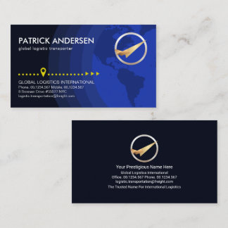 Carte De Visite Blue Globe Layers Silver Jet Plane Logistique