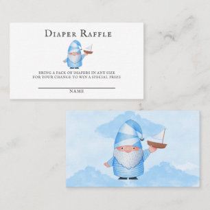 Carte De Visite Blue Gnome Sailboat Nuages Baby Diaper Raffle