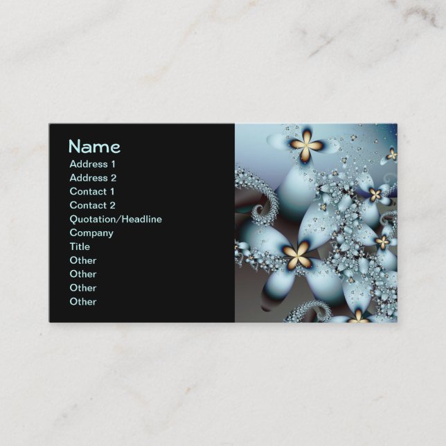 Carte De Visite Blue Gold Cute Abstrait Floral (Devant)