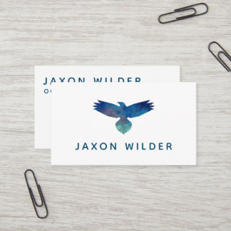 Carte De Visite Blue Green Raven Bird Silhouette Nuage minimal