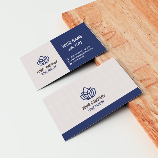 Carte De Visite Blue Grey Minimalist Modern Company Logo (Créateur téléchargé)